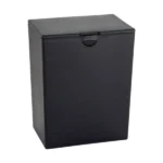 Black plastic temporary urn offering a simple, secure solution for holding cremated remains with care
