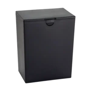Black plastic temporary urn offering a simple, secure solution for holding cremated remains with care