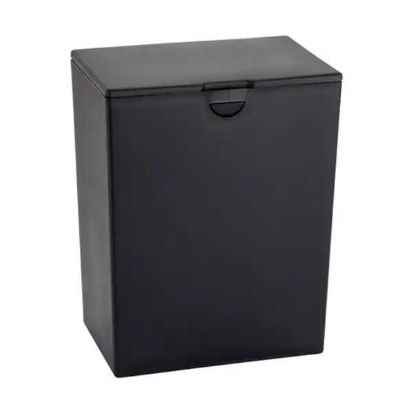 Black plastic temporary urn offering a simple, secure solution for holding cremated remains with care